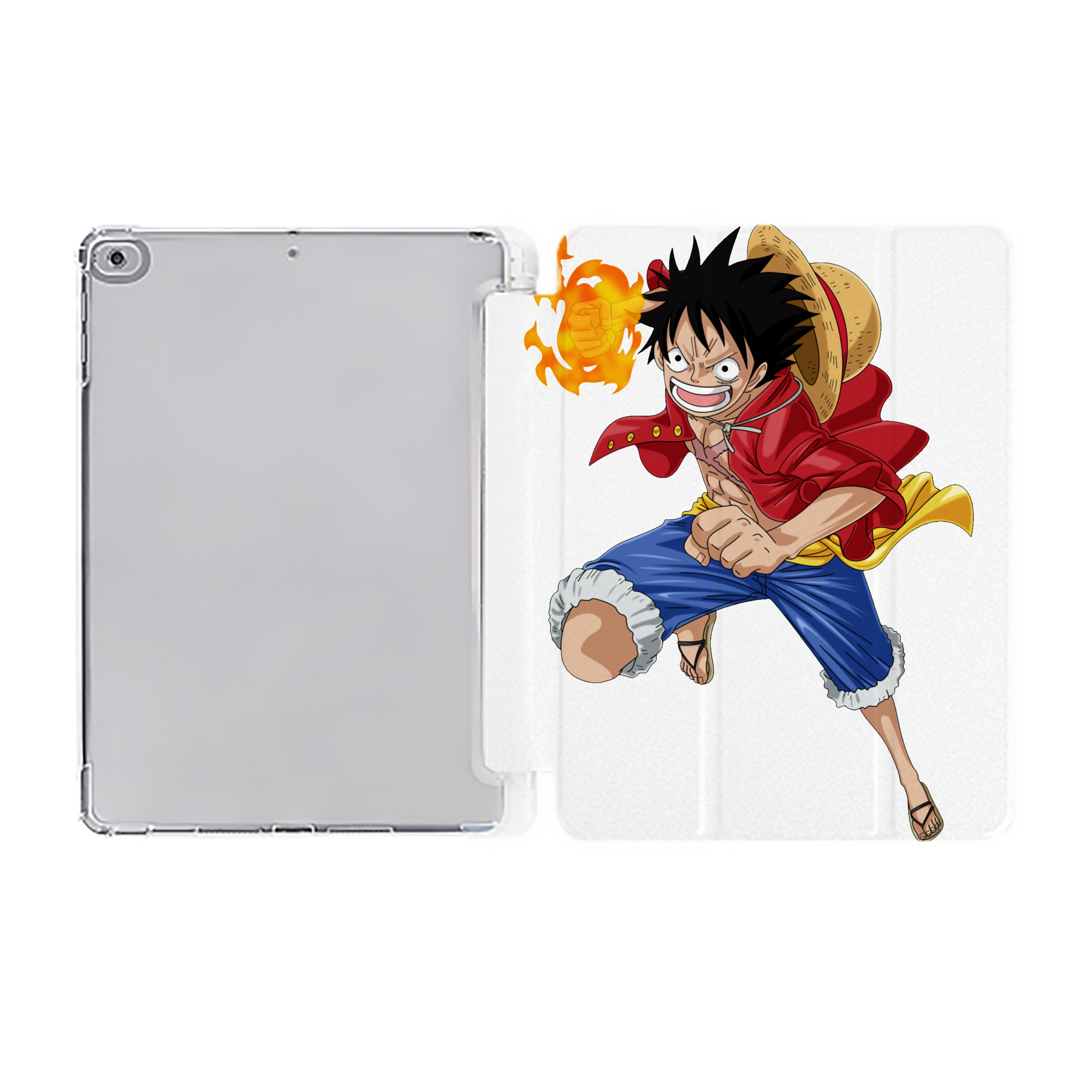 （画像用） ワンピース モンキー・D・ルフィ ONE PIECE Monkey D. Luffy IPad ケース ペン収納付き 三つ折りスタンド PUレザー×シリコン 対応機種9.5/10.5/10.9インチ